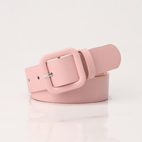 Pink Korean fashionable belt buckle for women, simple and versatile, solid color, fashionable and personalized, same style jeans belt accessories