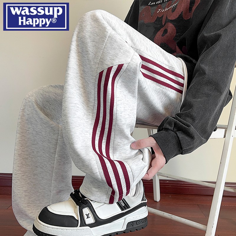 wassup happy pants/ мужские весенне-летние спортивные брюки в тонком сечении, новинка 2026 года, свободные прямые широкие спортивные брюки