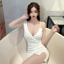 IEF/Aiyifu Sexy Tight Irregular Strap Wrapped Hip Tank Top Dress 2022 Summer Korean Edition New Women's