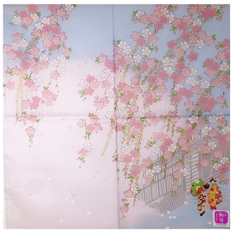45cm Japanese-made Yuzen embroidered handkerchief, maiko embroidered...