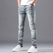 Jeans for men with five years of experience, six colors of denim pants for Hong Kong high-end distressed men, 2022 new nostalgic straight tube loose fashion brand men's casual long