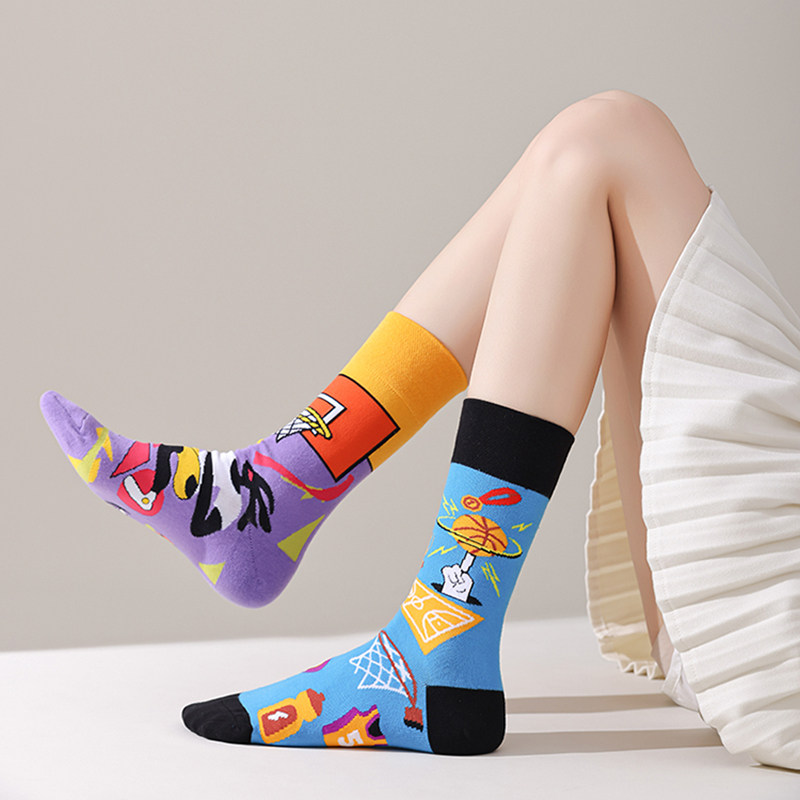 Оригинальные мужские и женские асимметричные модные носки CrazySox с оригинальным дизайном ins style AB, индивидуальными мультяшными креативными носками-тюбиками S