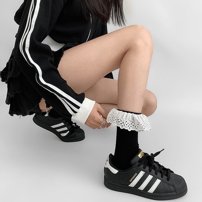 taobao agent 夜间教习室白色花边袜子女夏季日系可爱lolita中筒袜jk少女堆堆袜