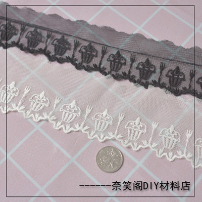taobao agent 6.9cm单边蕾丝水溶花边网纱蕾丝刺绣蕾丝lolita头饰头饰DIY满包邮