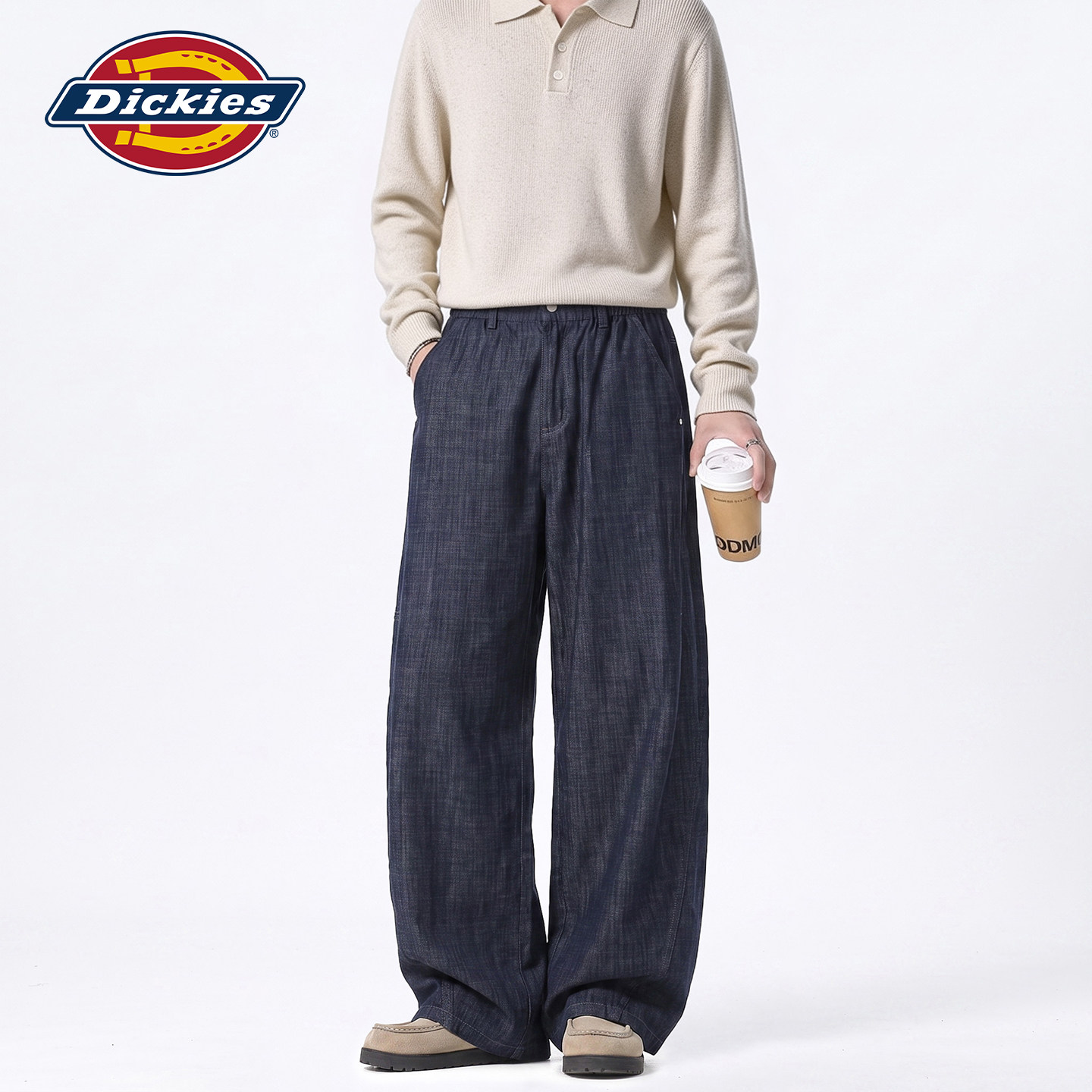 Свободные льняные повседневные брюки Dickies ramie с широкими штанинами и ятаганом, мужские осенние длинные брюки из натуральной коровьей ткани paper sense, оригинальные джинсовые брюки