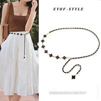 Four-leaf clover metal waist chain accessories thin belt women's decoration with skirt pants chain double-sided fashion versatile trendy ins