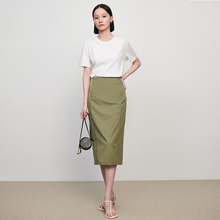 Inandon 2024 Spring and Autumn New Wool Blended Knitted Half Skirt Solid Color High Waist Slim Wrapped Hip Skirt