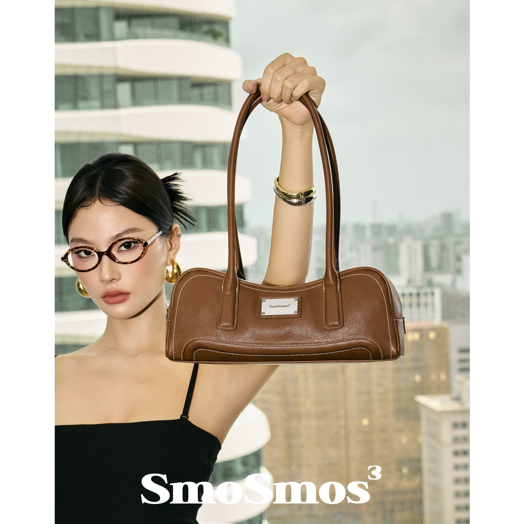 SmoSmos【Боксерский мешок 2.0】 Сумка для хот-догов оригинальная коричневая женская сумка-багет из воловьей кожи для подмышек