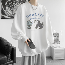 Ten year old store, 16 colors, 500G, heavyweight pure cotton round neck hoodie, men's winter printed off shoulder bottom shirt, couple loose oversized jacket trend