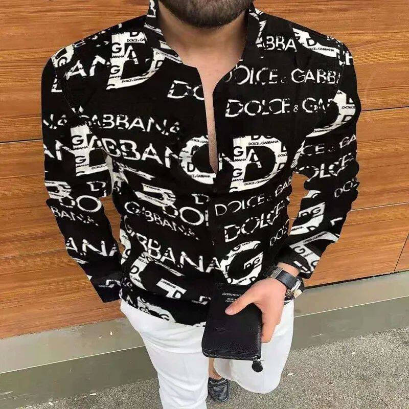 Digital printed casual long sleeved shirt printed casual long sleeved shirt for men