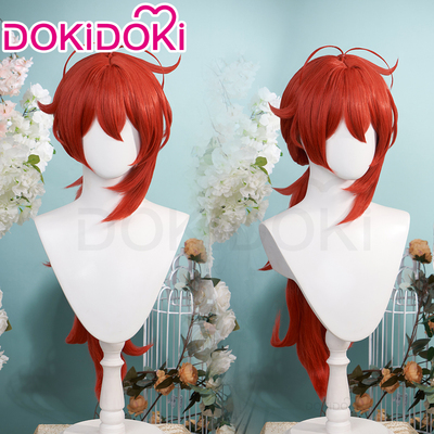 taobao agent DOKIDOKI 预售 原神cos 迪卢克卢老爷cos假发红色马尾cosplay假毛