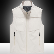 Spring loose casual solid color multi bag sports vest for men