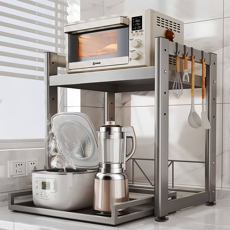 Кухонная рисоварка, выдвижной стеллаж для хранения стальных пластин, увеличивающая высоту столешницы, микроволновая печь, электрическая духовка, воздушная фритюрница