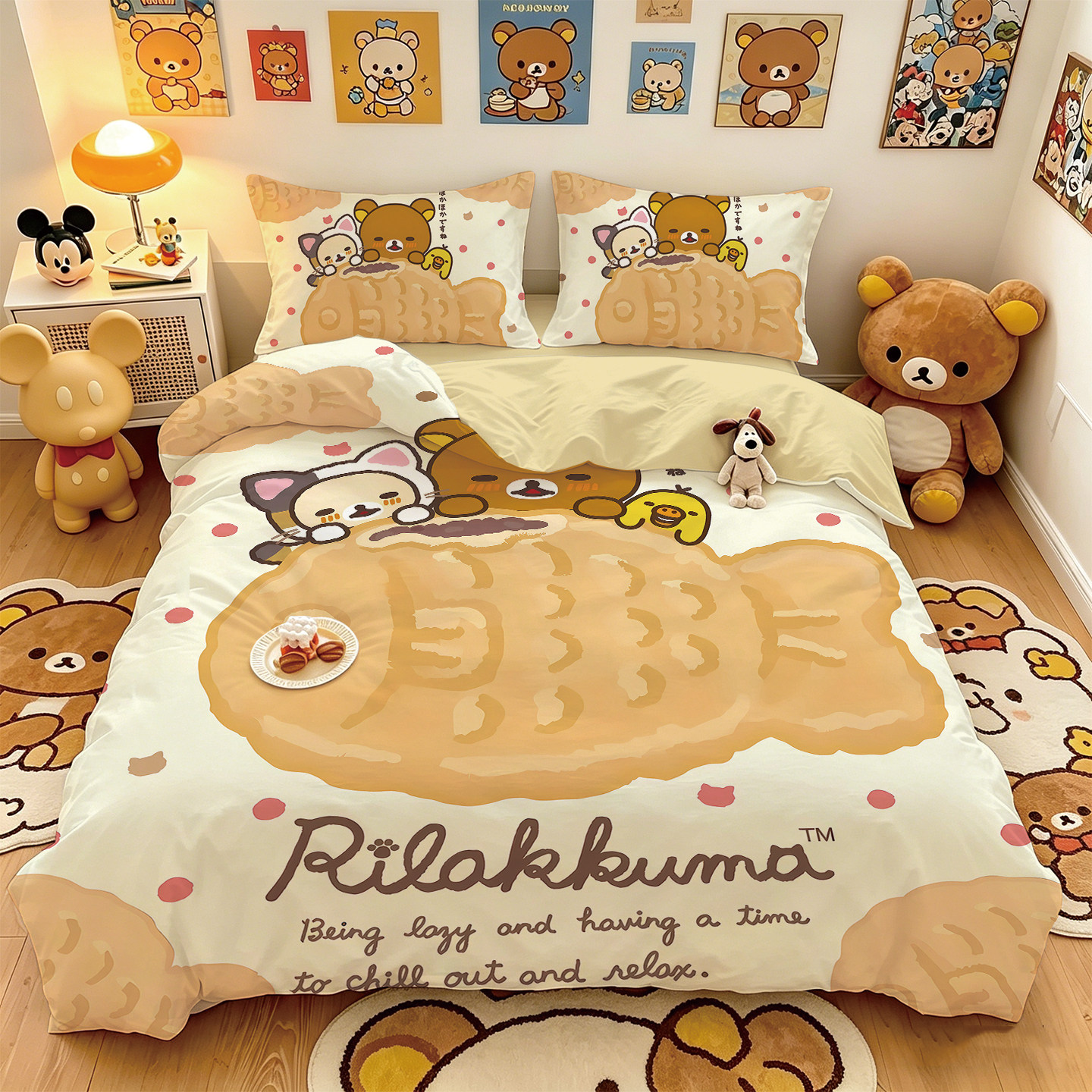 Милая мультяшная простыня easy bear home из четырех частей, простыня, пододеяльник, постельное белье из трех частей для студенческого общежития