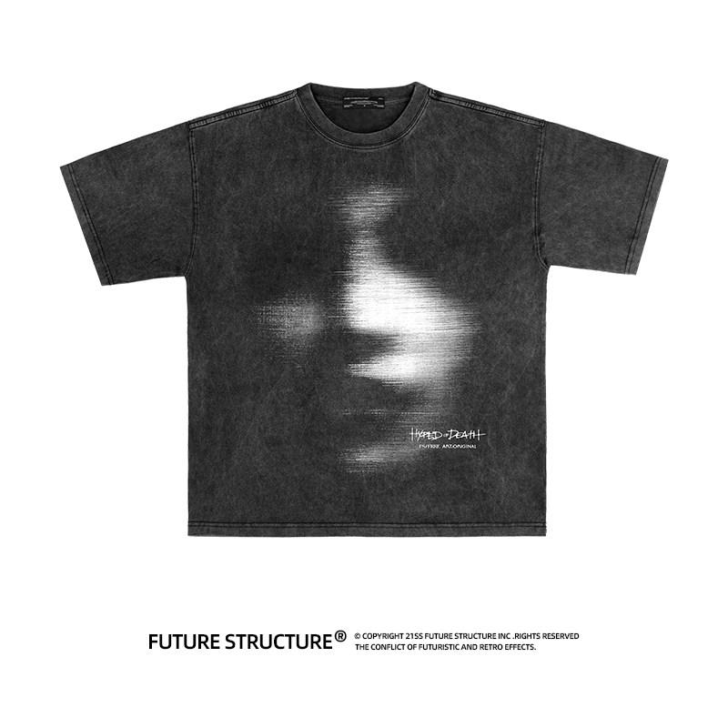 Future structure темная абстрактная футболка с фантомным принтом, плотная свободная хлопковая футболка с короткими рукавами national tide, мужская футболка с короткими рукавами