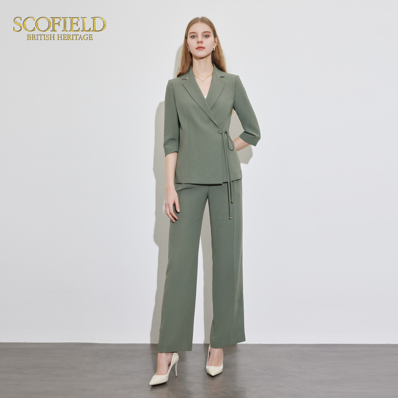 Женский повседневный костюм Scofield с рукавом три четверти и диагональной планкой на одной пуговице, жакет на талии, тонкий костюм