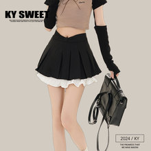 KY SWEET summer college style bow pleated short skirt for female niche high waisted ruffled A-line skirt pants