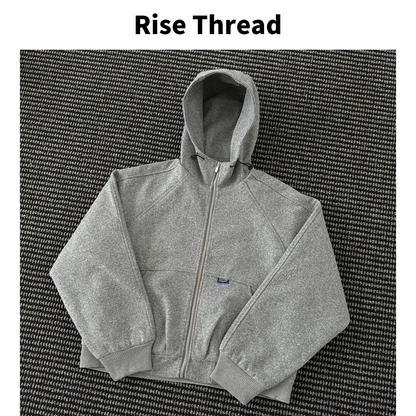 Rise Thread 2026 осень и зима, новая американская классическая хлопковая куртка с капюшоном в деконструкции, мужская серая в цветочек