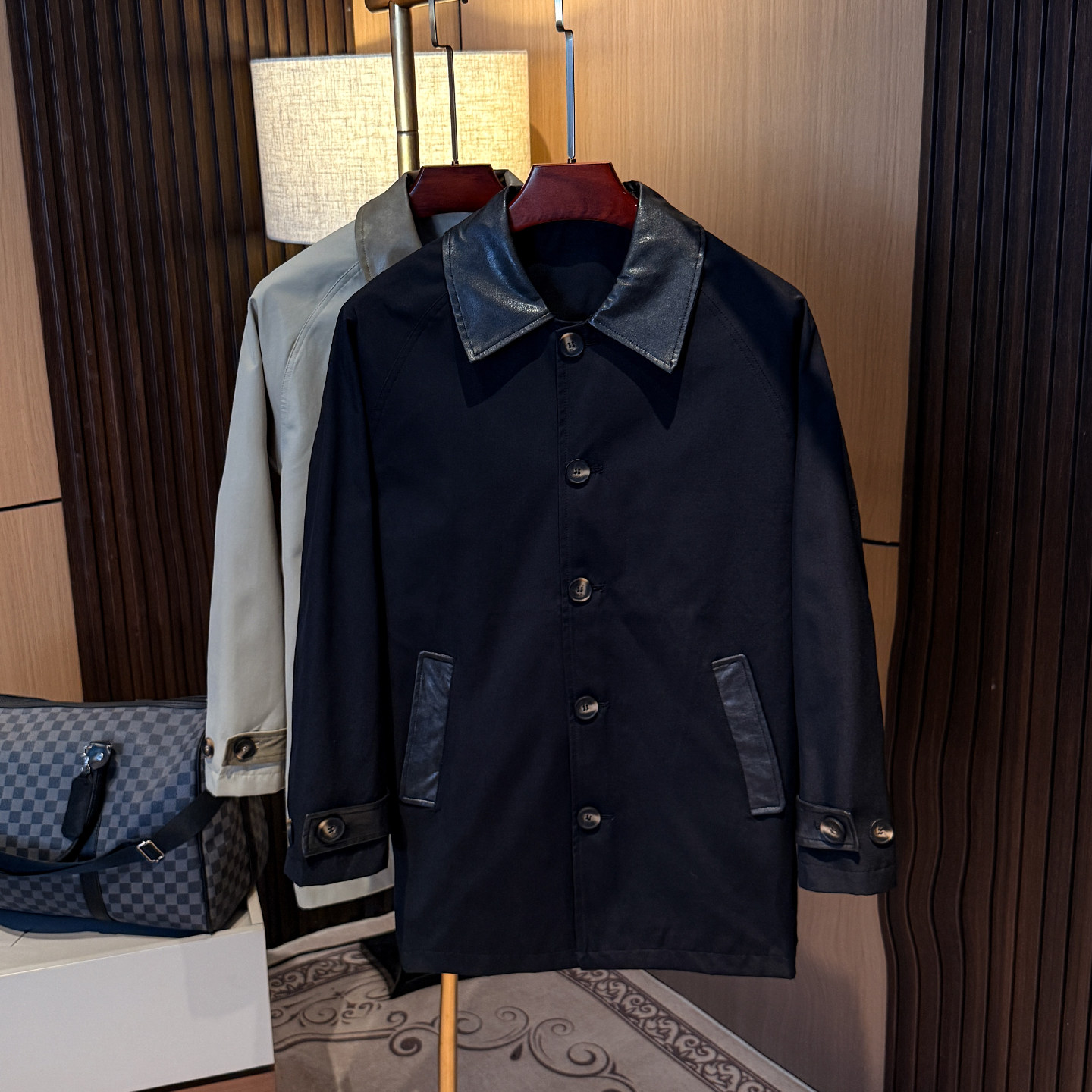 Высококачественная кожаная ветровка средней длины с лацканами и строчкой, осенне-зимняя мужская куртка, новое деловое повседневное мужское пальто, тренд