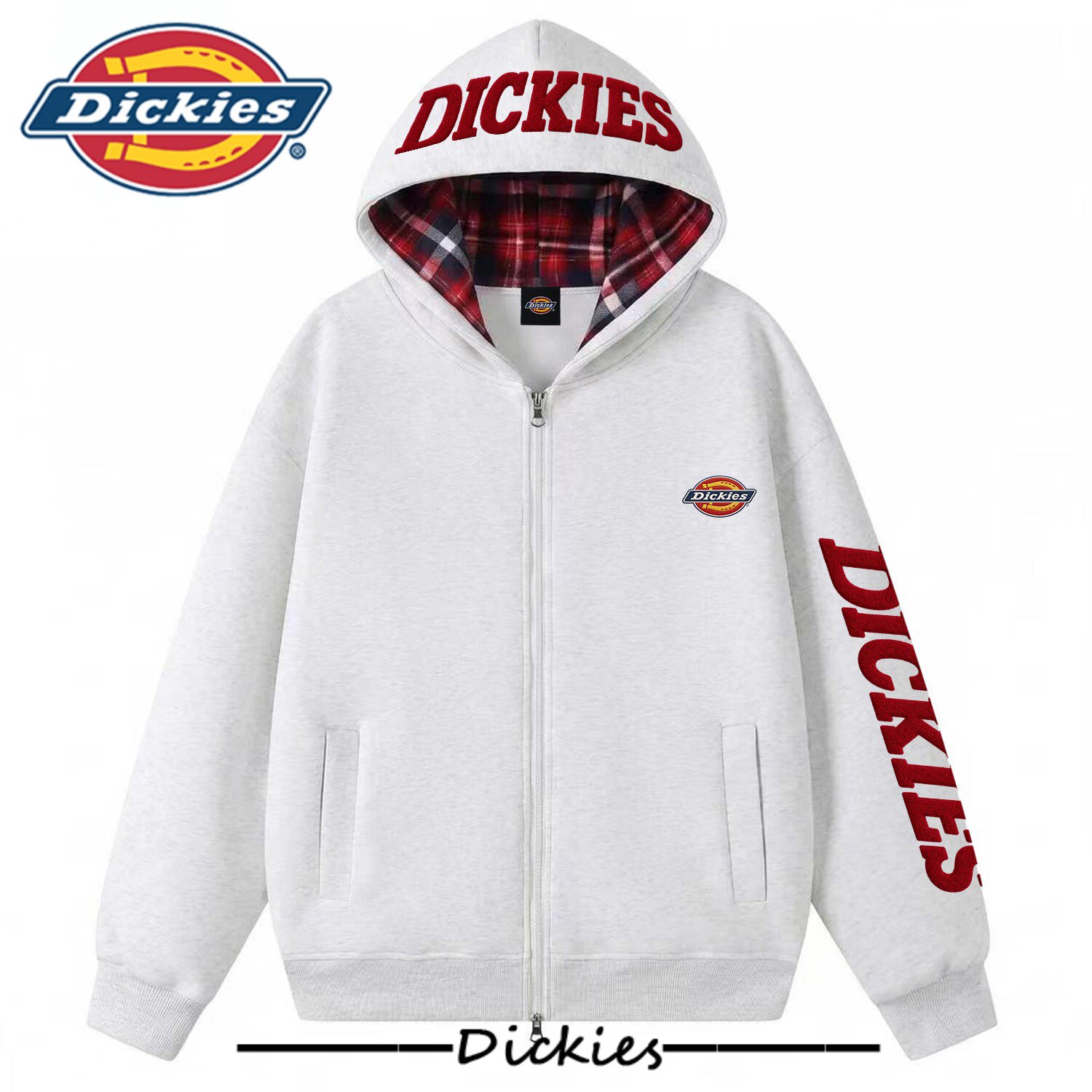 Dickies新款拉链男女连帽卫衣秋冬潮流长袖美式帽衫休闲情侣装