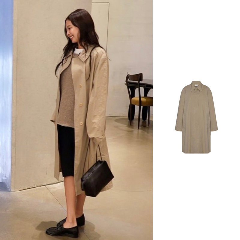 Длинная ветровка Jennie THE same style THE ROW DAYTON COAT цвета хаки 10766-W4323-BEI