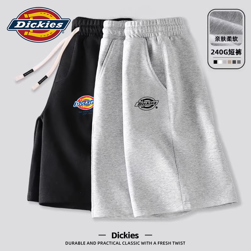 Мужские спортивные шорты Dickies серого цвета, новинка лета 2026, мужские дышащие свободные прямые повседневные брюки с пятью точками