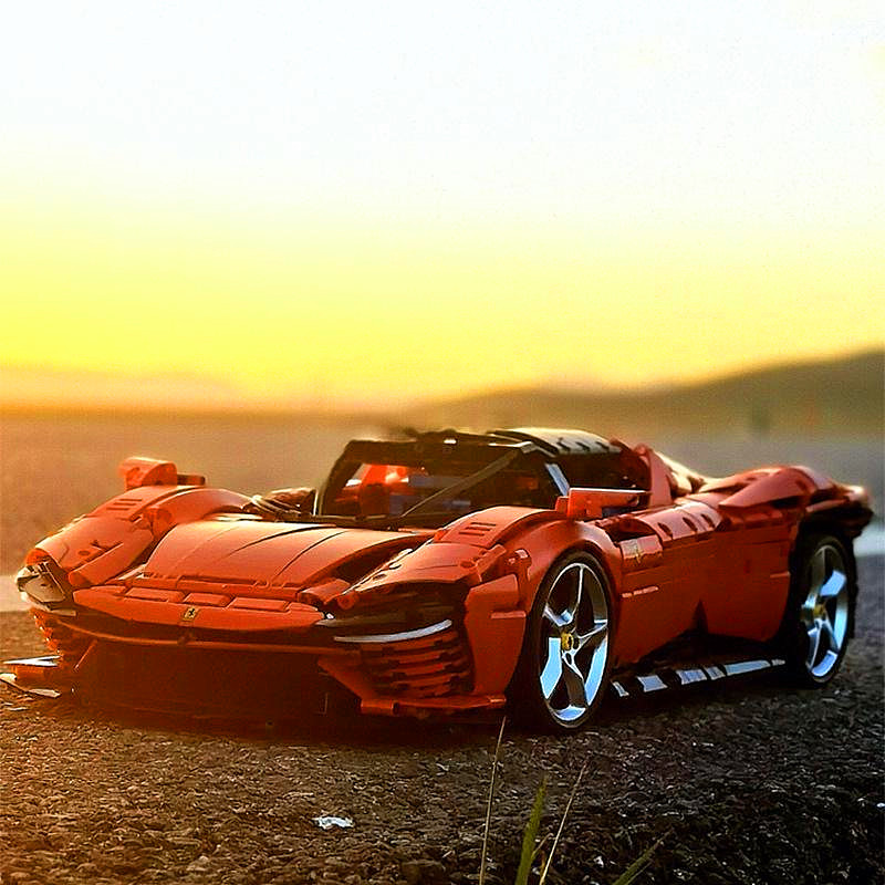Китайские строительные блоки Ferrari SP3 модель спортивного автомобиля крупномасштабные автомобильные гонки мальчик головоломка сборка игрушки подарок на день рождения