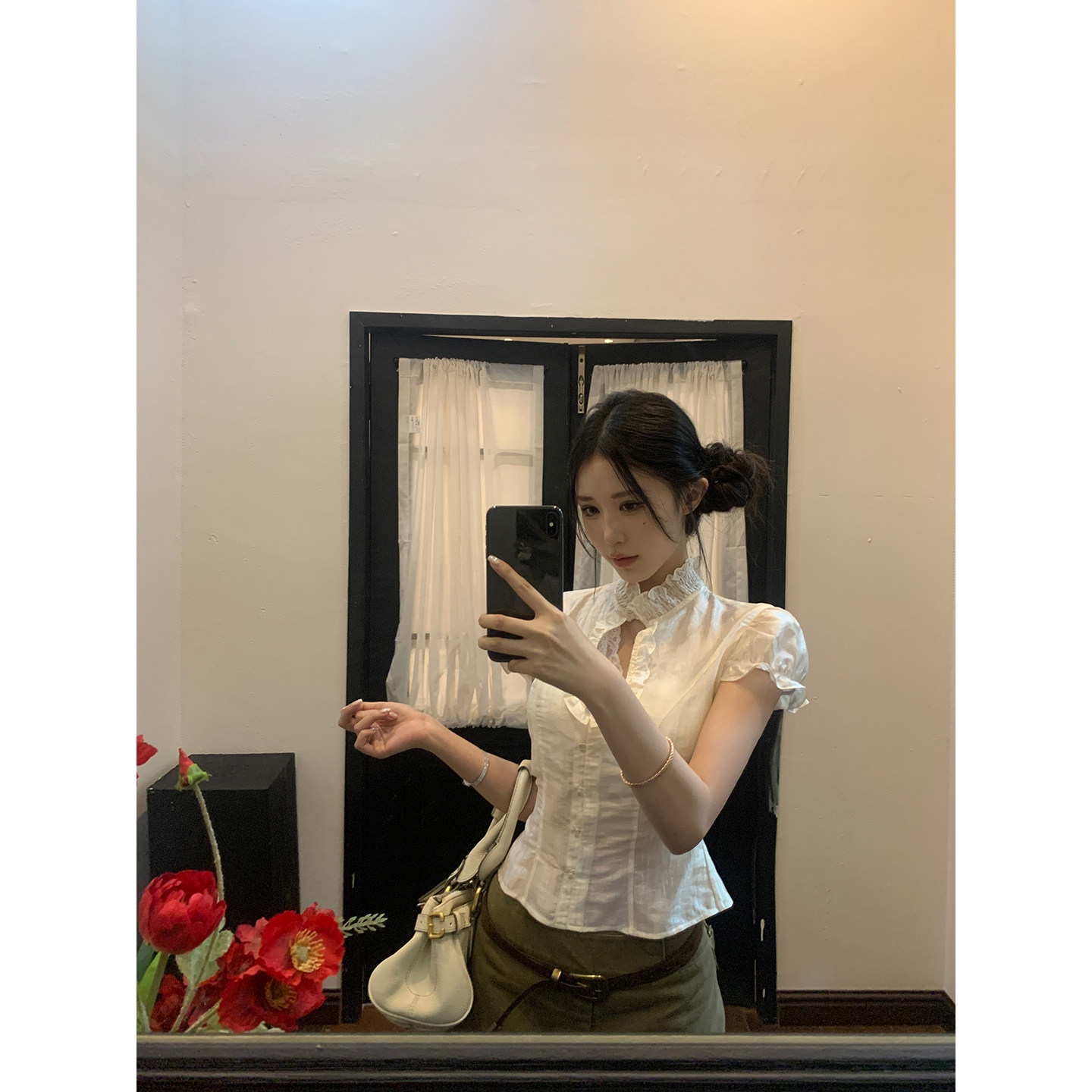 Redman Pavilion Women's Short-Sleeve Shirt, 2026 New Style, Chic and Ethereal Top, French Chic and Pretty Lace Blouse