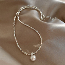 Light luxury and niche design, broken silver pearl necklace, feminine and high-end, collarbone chain, versatile and popular neck chain accessories