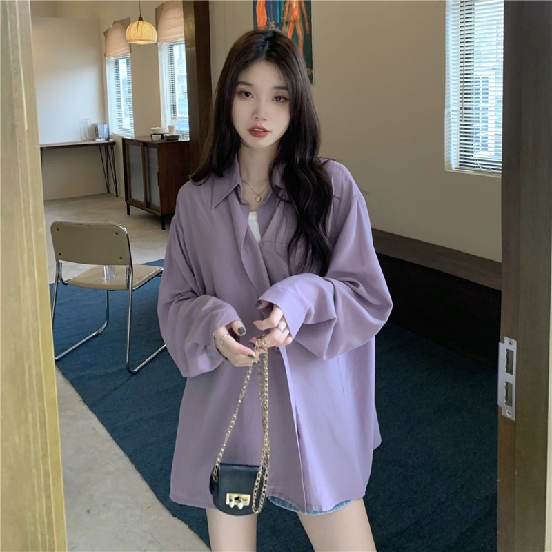 Purple sun-protective shirt for women, new summer style for 2023, plus size, loose fit, slimming, thin, long-sleeved outer layer.