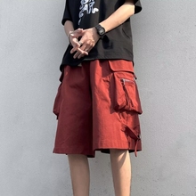 Advanced summer workwear shorts, American casual straight leg pants, men's and women's loose fitting oversized workwear, wide leg capris