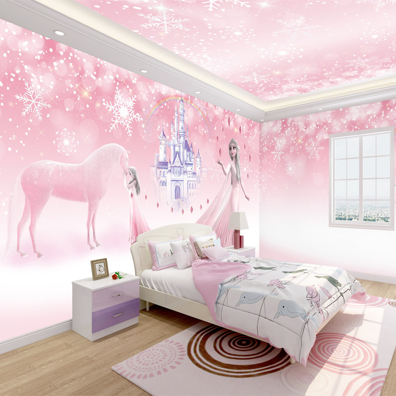Замороженные обои для детской комнаты Aisha Princess Room Фреска в стиле фэнтези с героями мультфильмов для девочек, спальня, розовый фон, ткань для стен