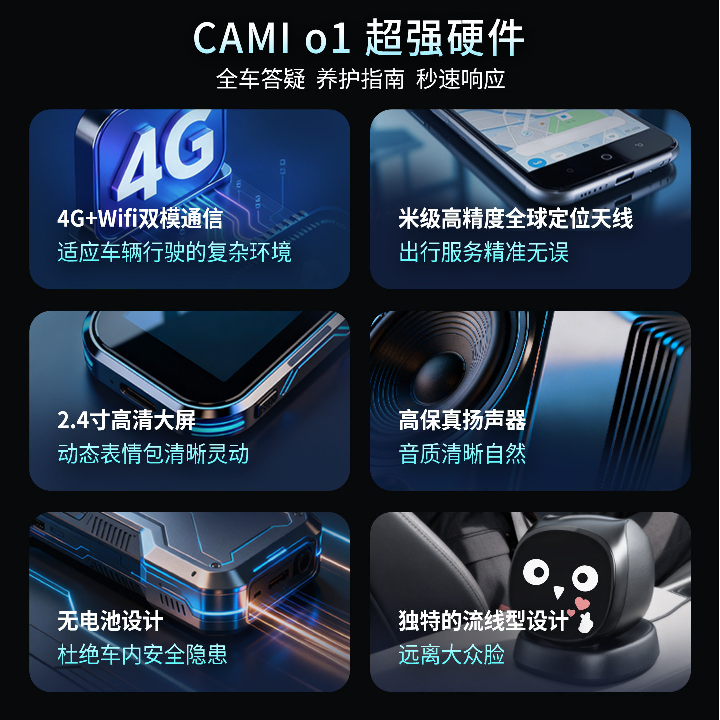 Cami o1 Smart Travel Edition AI Car Интеллектуальный робот-компаньон за рулем Elf Электронное украшение центральной консоли автомобиля для домашних животных голосовой диалог робот-компаньон 2026 новый рабочий стол с искусственным интеллектом