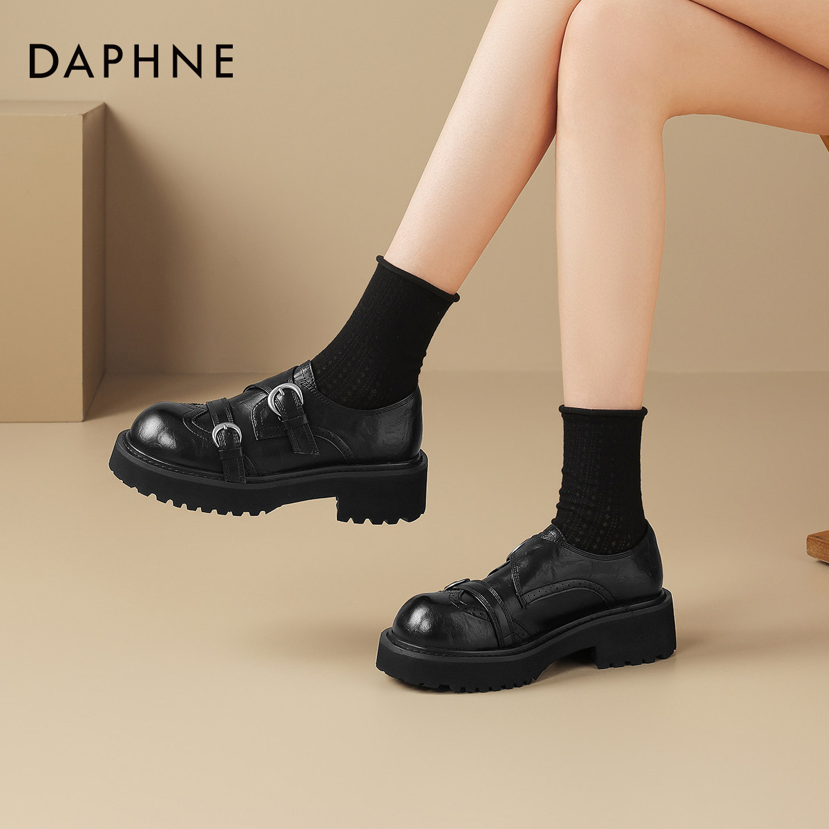 Женские лоферы Daphne на толстой подошве; новинка 2026 года; осенняя кожаная обувь в британском стиле; женская обувь pedal Bullock