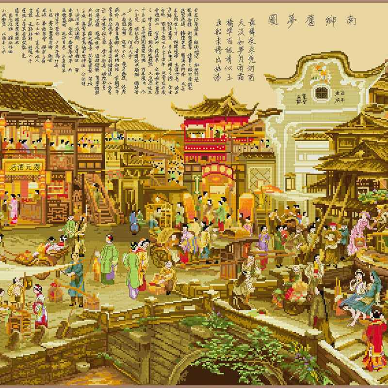 Вышивка крестиком классическая знаменитая картина Наньсян старая мечта новый стиль вышивки нитками крупномасштабная гостиная, вышитая вручную вами самими