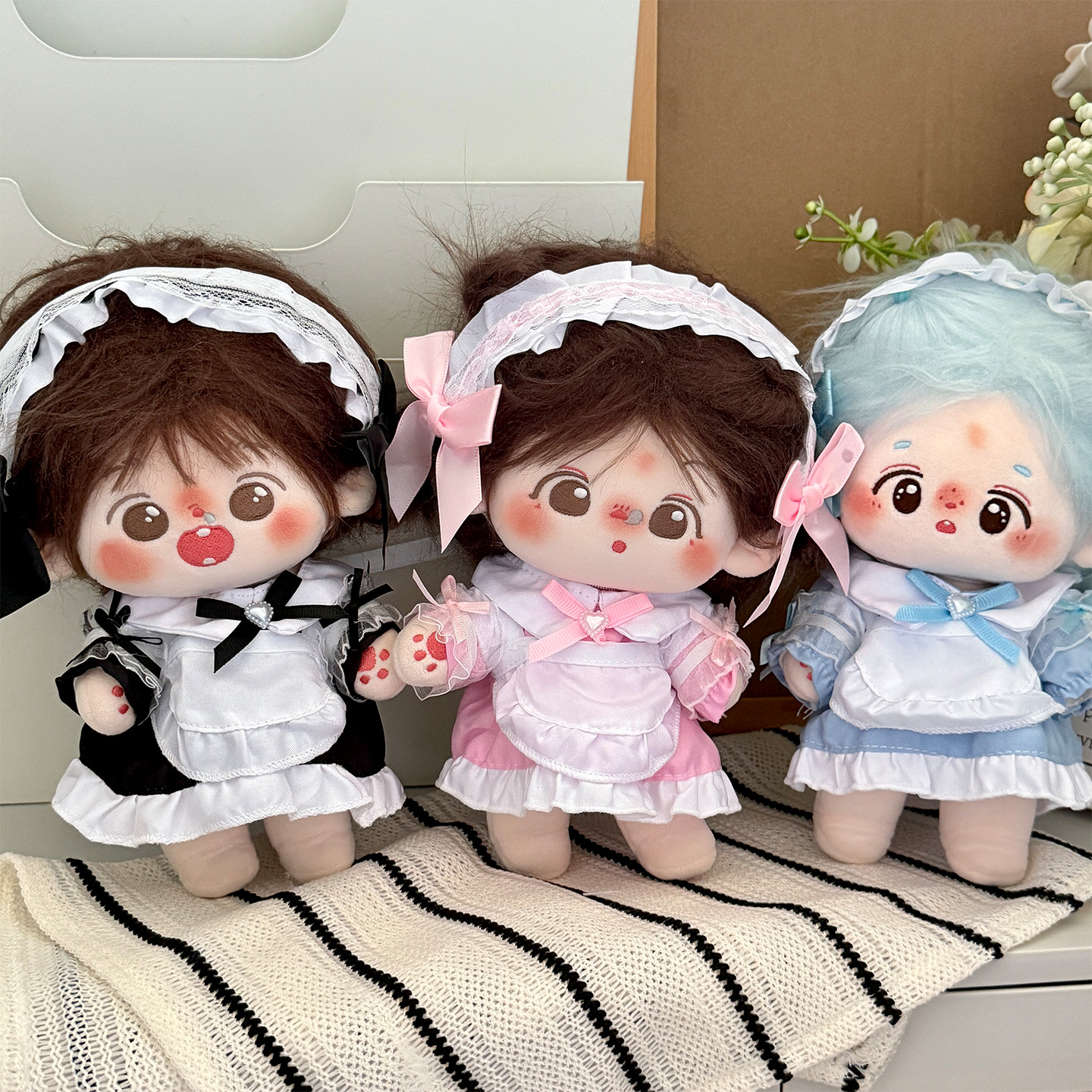 20 см детская одежда горничная Лолита хлопчатобумажная кукла одежда двухмерный милый комплект для замены плюшевой куклы