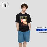 [Одобрение Cheng Yi] Мужская и женская одежда Gap 2026, летняя новая хлопковая футболка с круглым вырезом и короткими рукавами с принтом 891415
