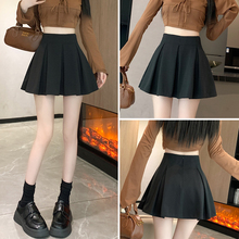 100 pleated short skirt, half skirt, women's 2024 new spring and summer fashion casual anti glare black A-line fluffy umbrella skirt