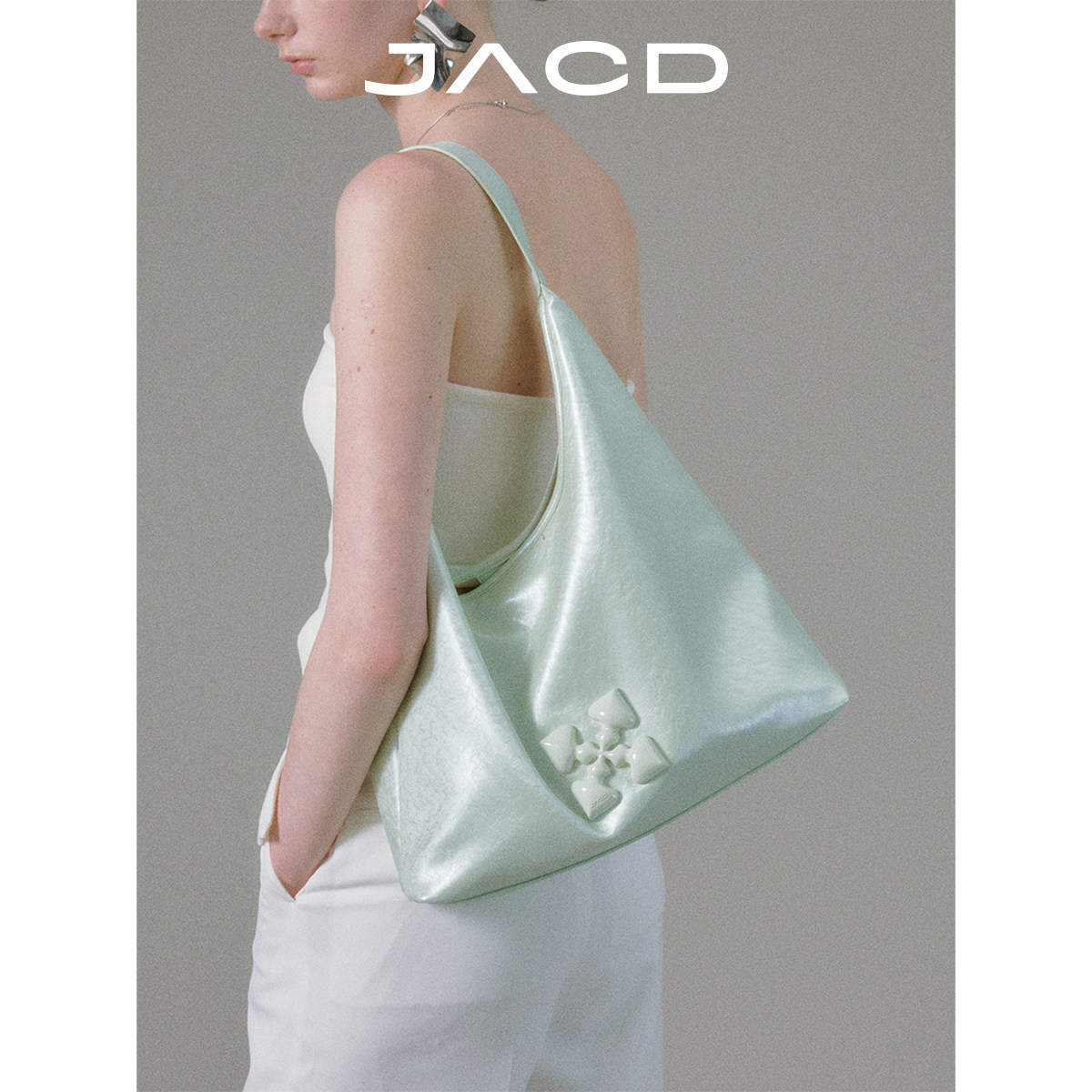 JACD 【Биологическая мята】 женская сумка-тоут большой емкости, новинка 2026 года, зеленая сумка, осенне-зимняя сумка для поездок на одно плечо