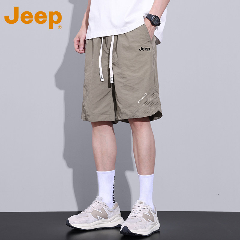 Повседневные шорты Jeep Jeep, мужская летняя верхняя одежда в тонком сечении, пляжные бриджи из ледяного шелка, спортивные брюки с пятью точками, мужские