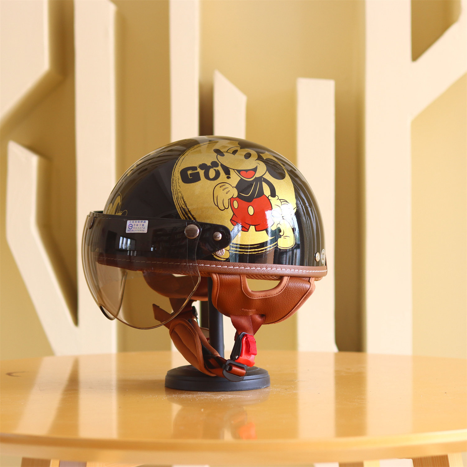 EVO Retro Motorcycle Helmet, Electric Bike Half-Helmet with Mickey Mouse Cartoon Design...