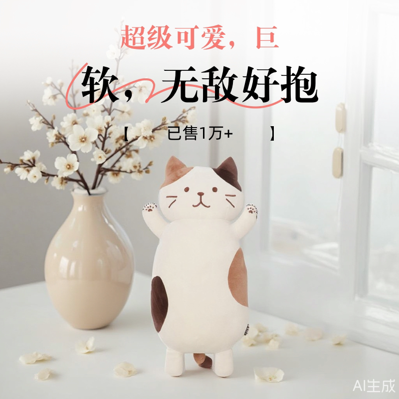 Япония Хапин Саньхуа Кошка Подушка Кошка Кукла Женская Спящая Кошка Кукла Кровать на день рождения Большая Кукла Подарок