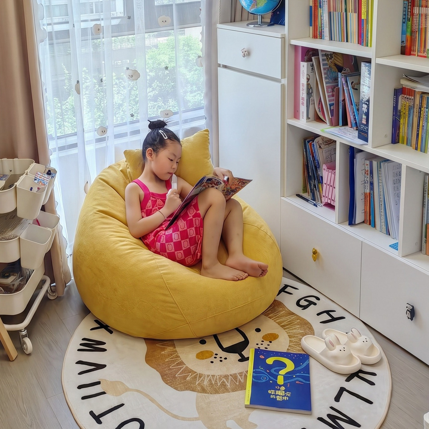 Детский ленивый маленький диван Bean bag, на котором можно полулежать и спать, не занимая много места, кресло татами Wowo для чтения в спальне