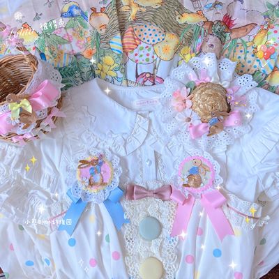 taobao agent 小熊幼稚园原创Lolita彼得兔小物呲甜可爱发饰草帽lo小物草编包