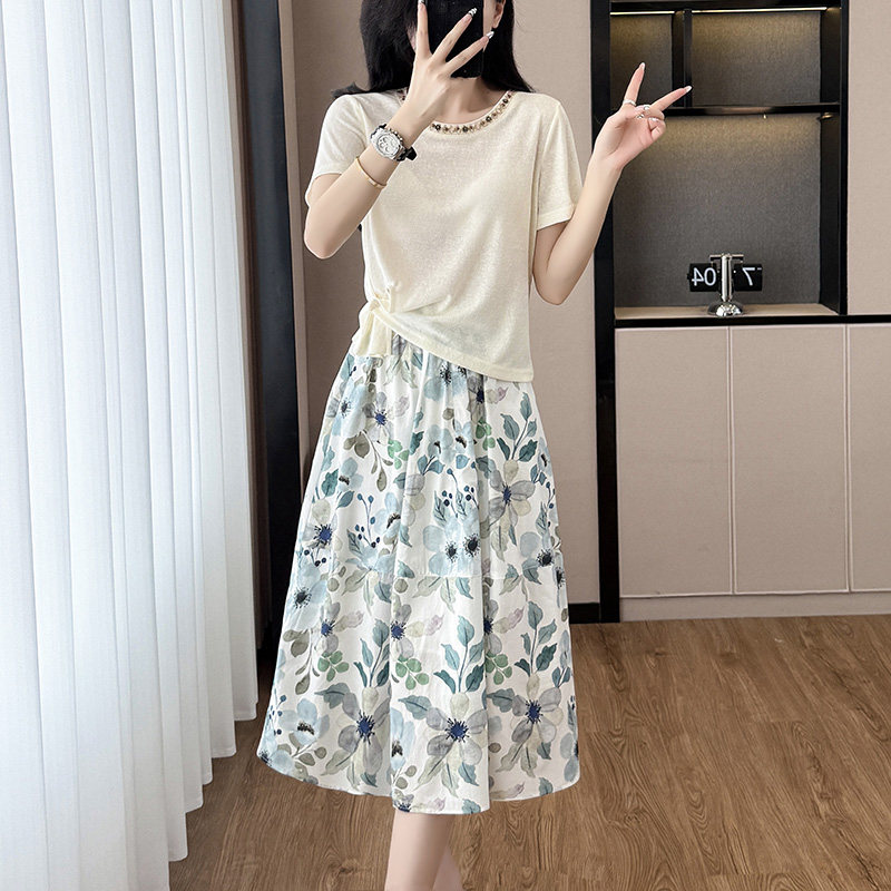 夏季2026年新款女士装时尚套装气质洋气小个子半身裙子休闲两件套