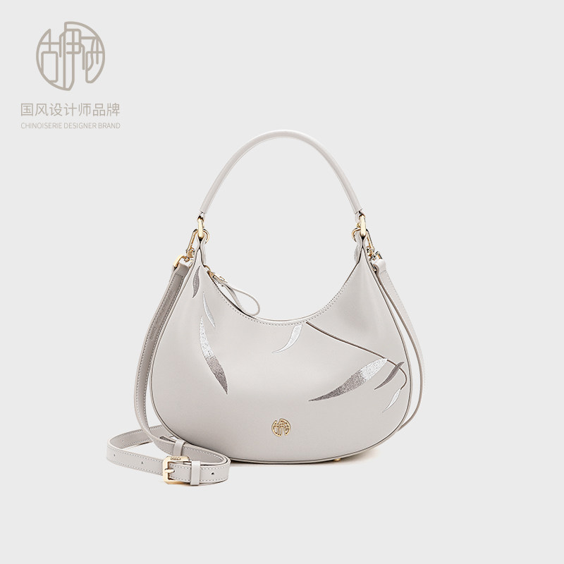 [Treasure Light Luxury] Новая высококачественная вышивка в китайском стиле, легкая роскошная нишевая сумка для подмышек из воловьей кожи, сумка-мессенджер
