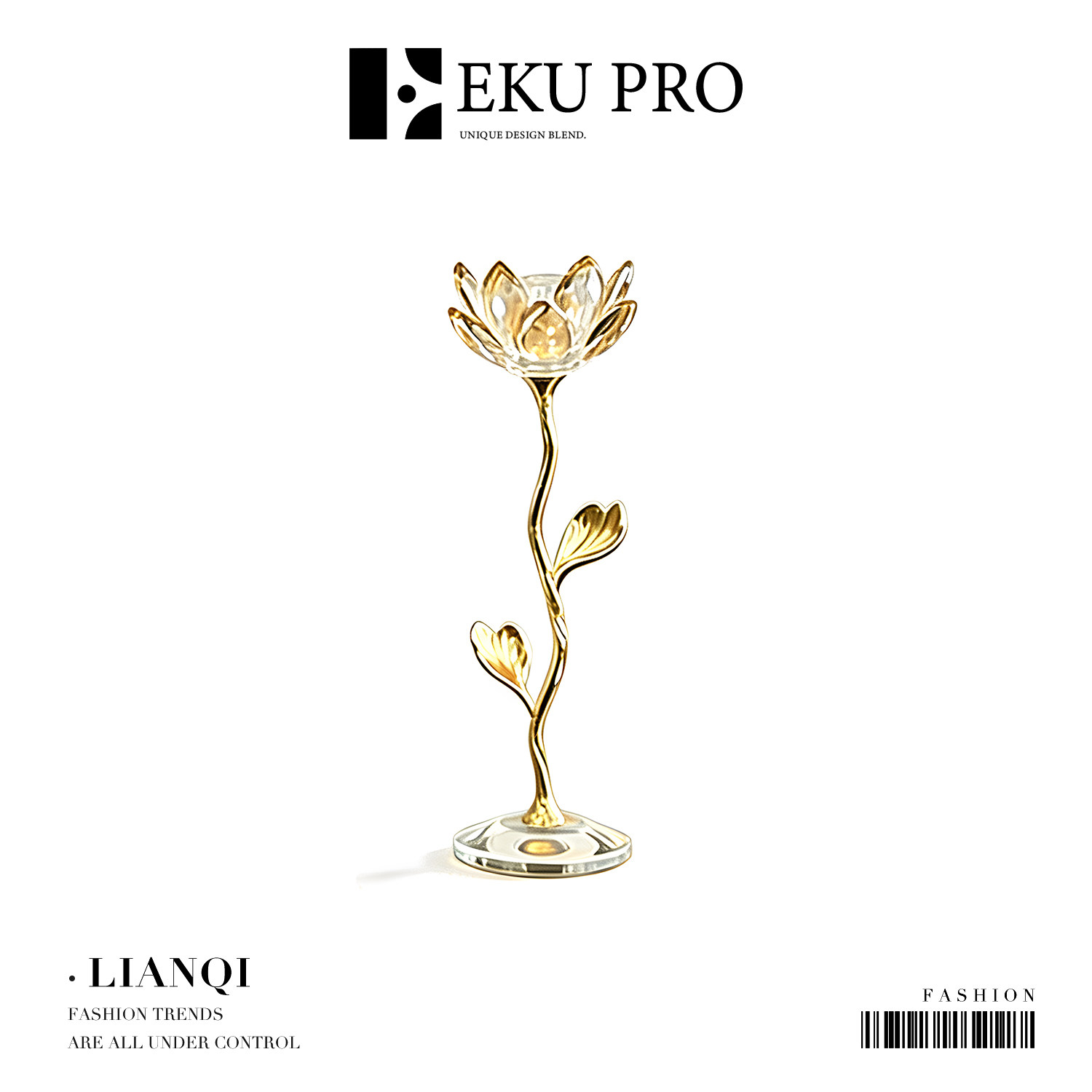 EKU PRO*Lianqi* Украшение для дома - подсвечник из трех частей Champagne crystal lotus / Lianqi
