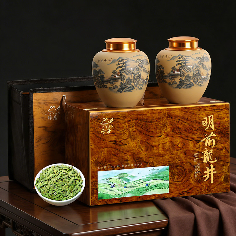 Чай 2026 Премиум-класса Mingqian Longjing Tea head picking Зеленый чай 400 г с фиолетовым песком в подарочной коробке для лидеров и старейшин