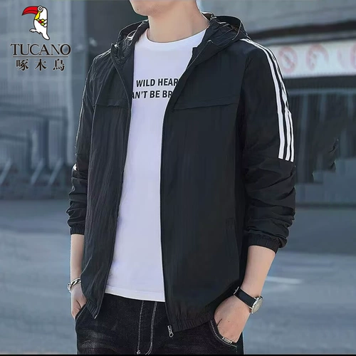 Мужская шелковая летняя одежда для защиты от солнца, трендовая спортивная быстросохнущая куртка