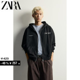 ZARA2026, специальная коллекция, мужской свободный свитер на молнии с принтом и бархатный свитер с капюшоном 0761307 800